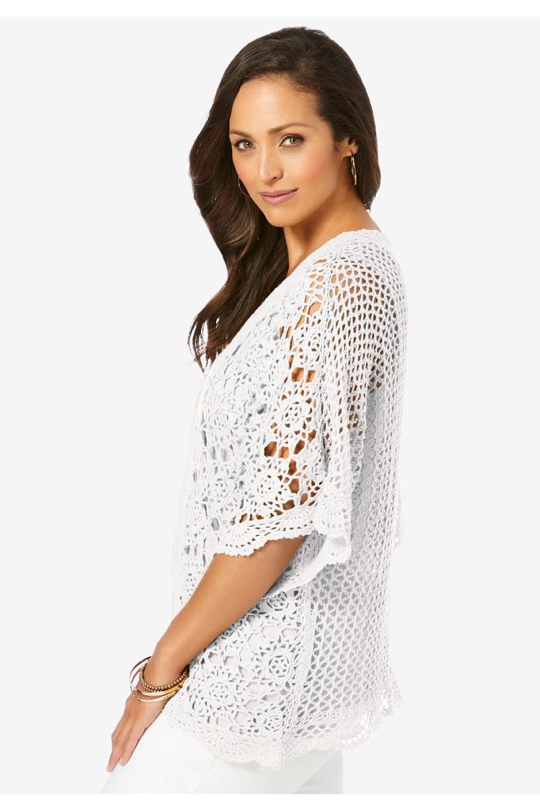 Crochet Cardigan, Alternate, color, WHITE