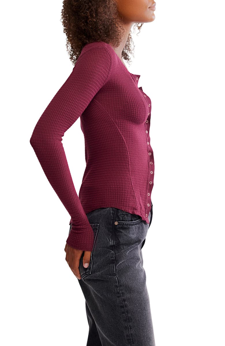 Free People Going Places Pointelle Stitch Snap Front Top, Alternate, color, Acai