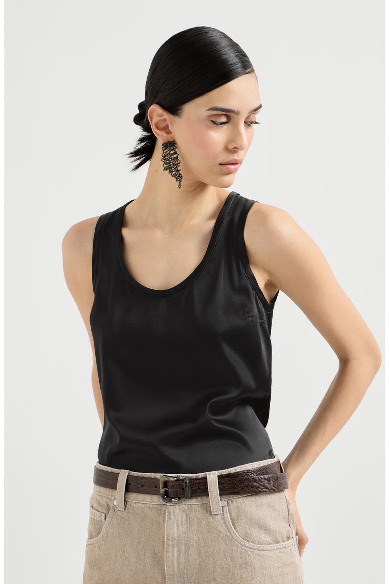 Satin top, Main, color, Black