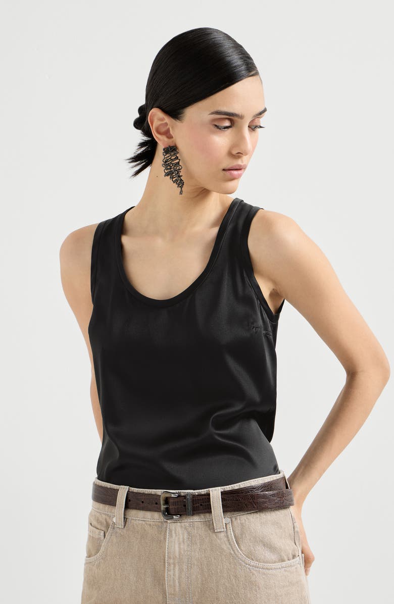 Brunello Cucinelli Satin top, Main, color, Black