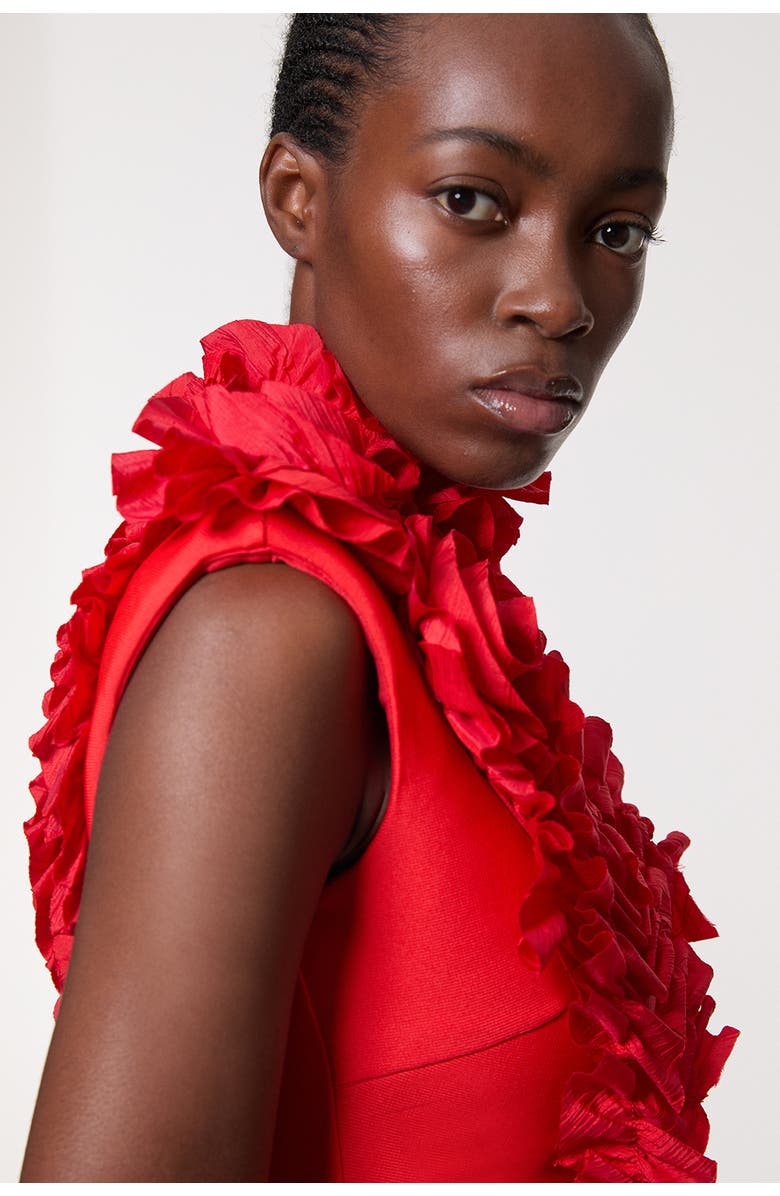 Karen Millen Woven Rosette Crop Detail Top, Alternate, color,