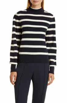 Fusila Stripe Mock Neck Wool Sweater