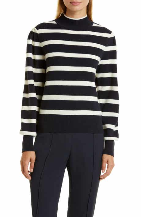 Fusila Stripe Mock Neck Wool Sweater