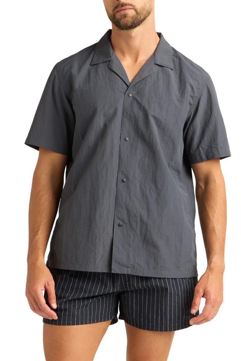Alex Nylon Camp Shirt, Main, color, GRANITE