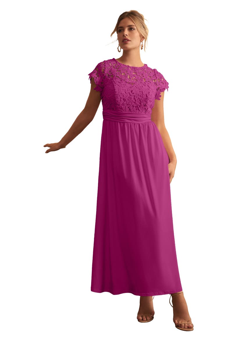 Lace Maxi Dress, Main, color, RASPBERRY