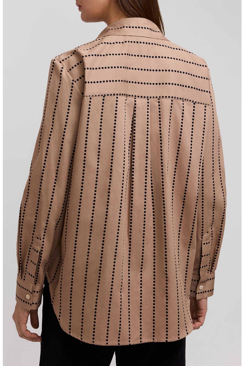 Dot Stripe Boyfriend Button-Up Shirt, Alternate, color, ALMOND BROWN/ BLACK