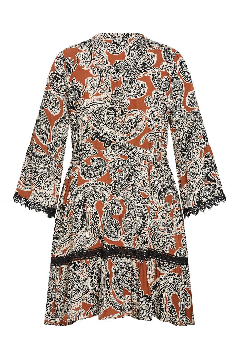 Camille Paisley Long Sleeve Dress, Alternate, color, CARAMEL PAISLEY