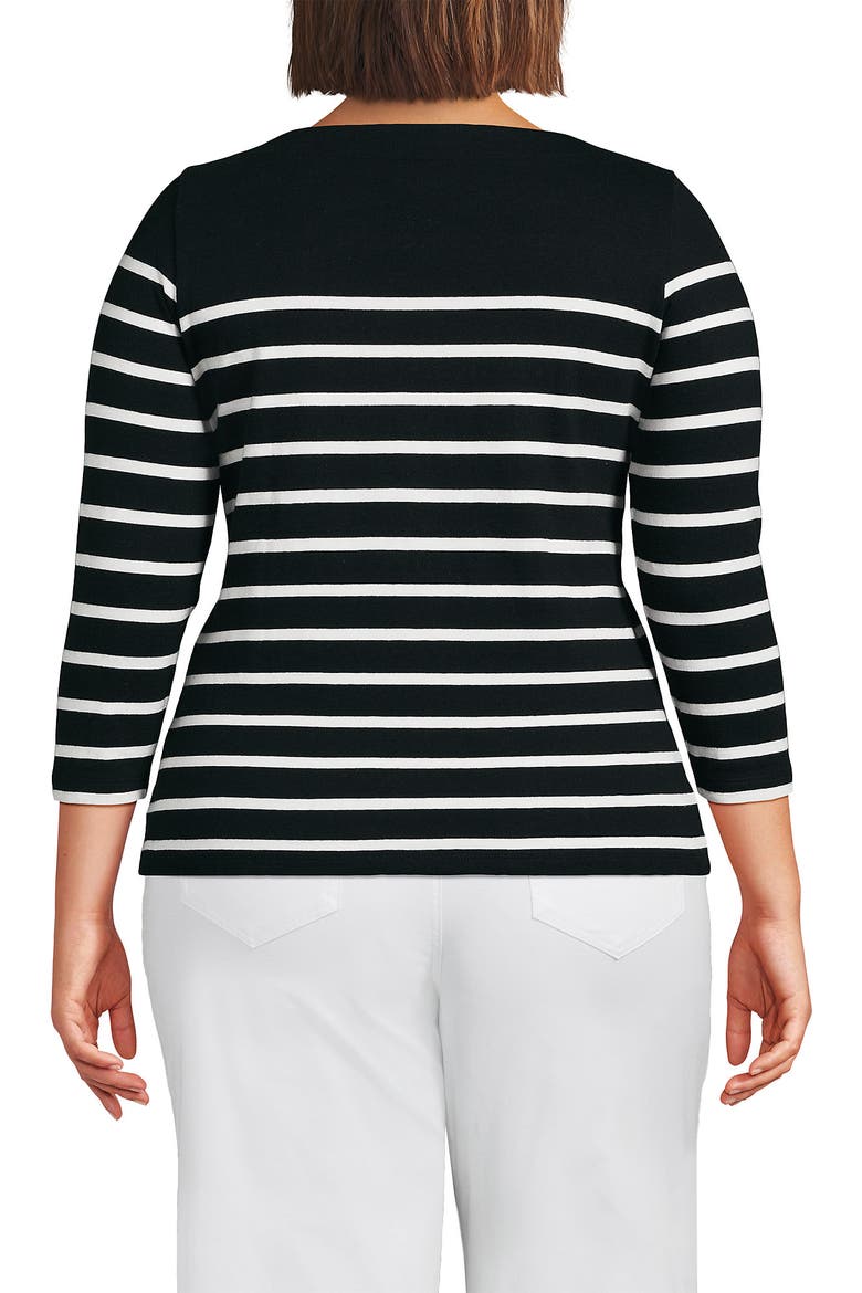 Plus Size Mariner Jersey Boatneck Top, Alternate, color, Black Stripes