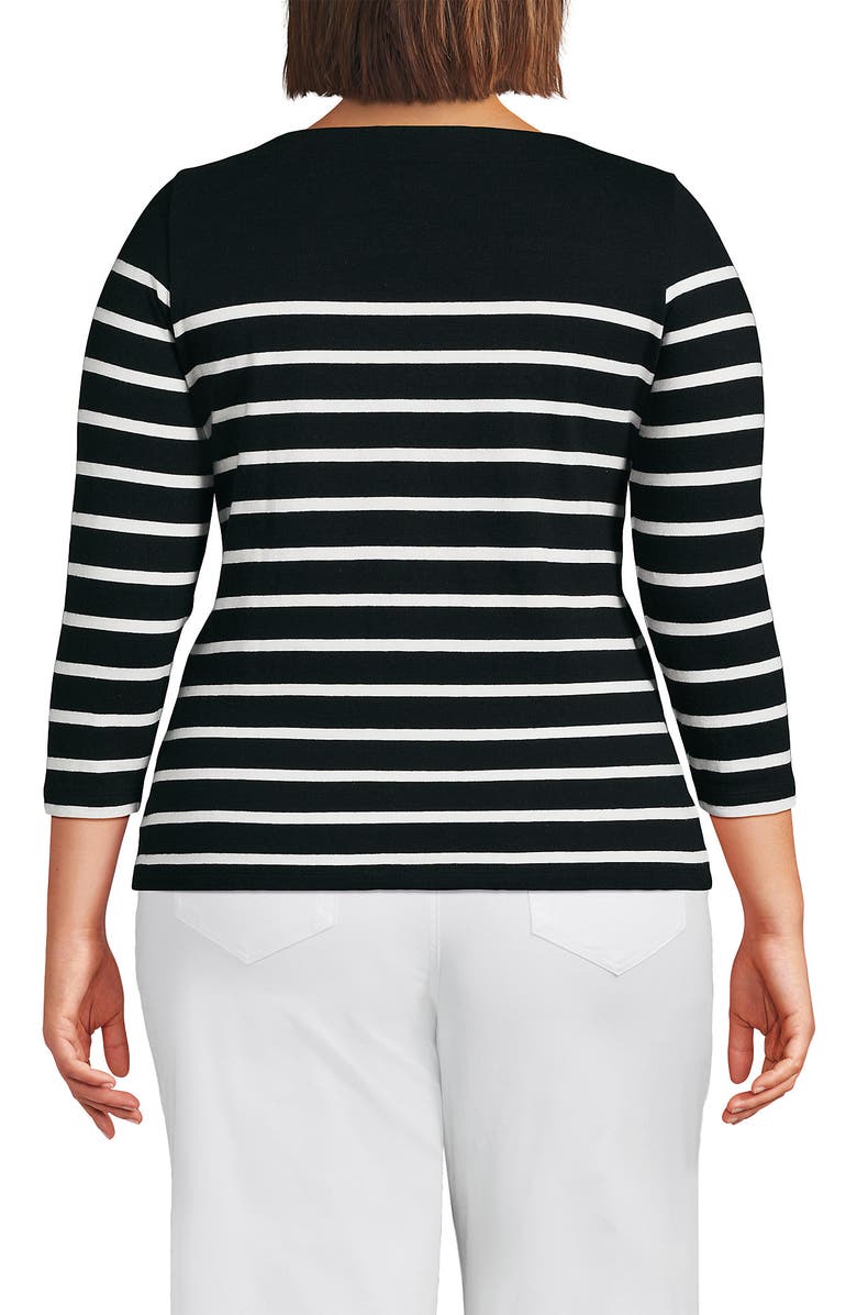 Lands' End Mariner Jersey Boatneck Top, Alternate, color, Black Stripes