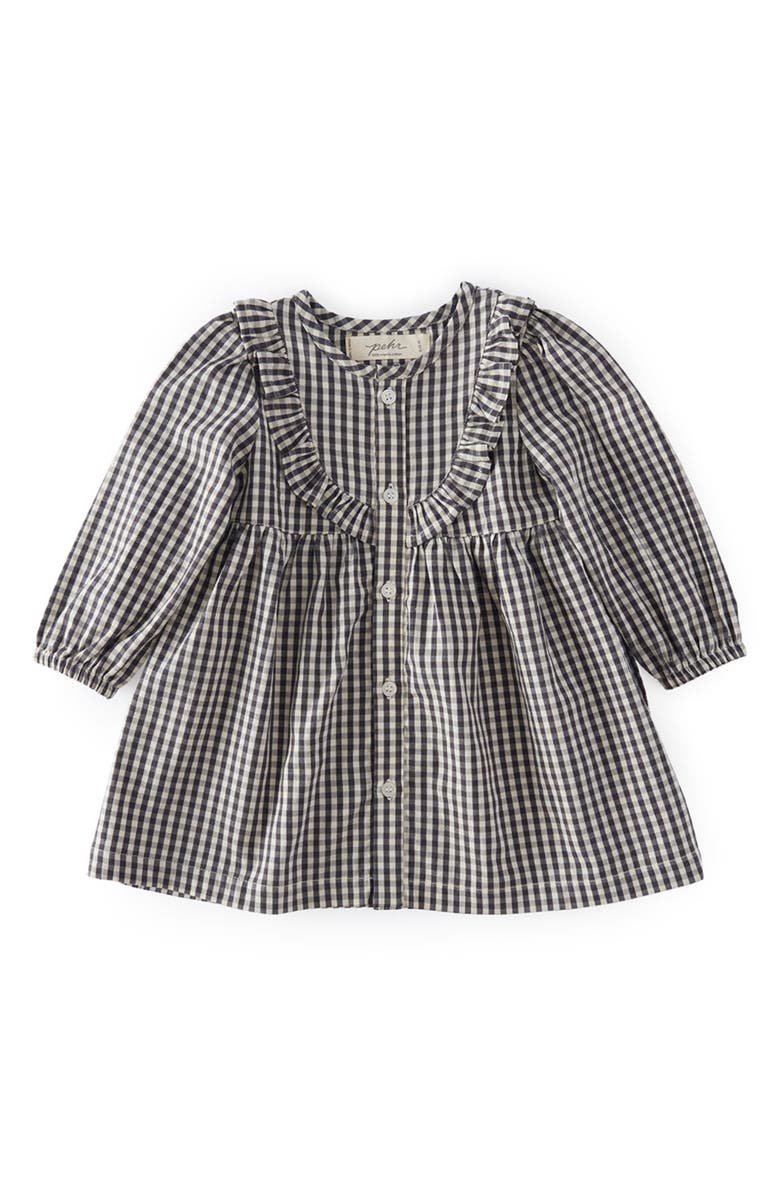 Pehr Gingham Ruffle Organic Cotton Dress, Main, color, Indigo