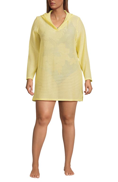 LANDS' END LANDS' END COTTON JERSEY LONG SLEEVE HOODED SWIM COVER-UP DRESS 