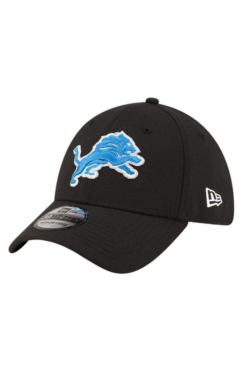 New Era Men's New Era Black Detroit Lions Team Classic 39THIRTY Flex Hat, Main, color, 