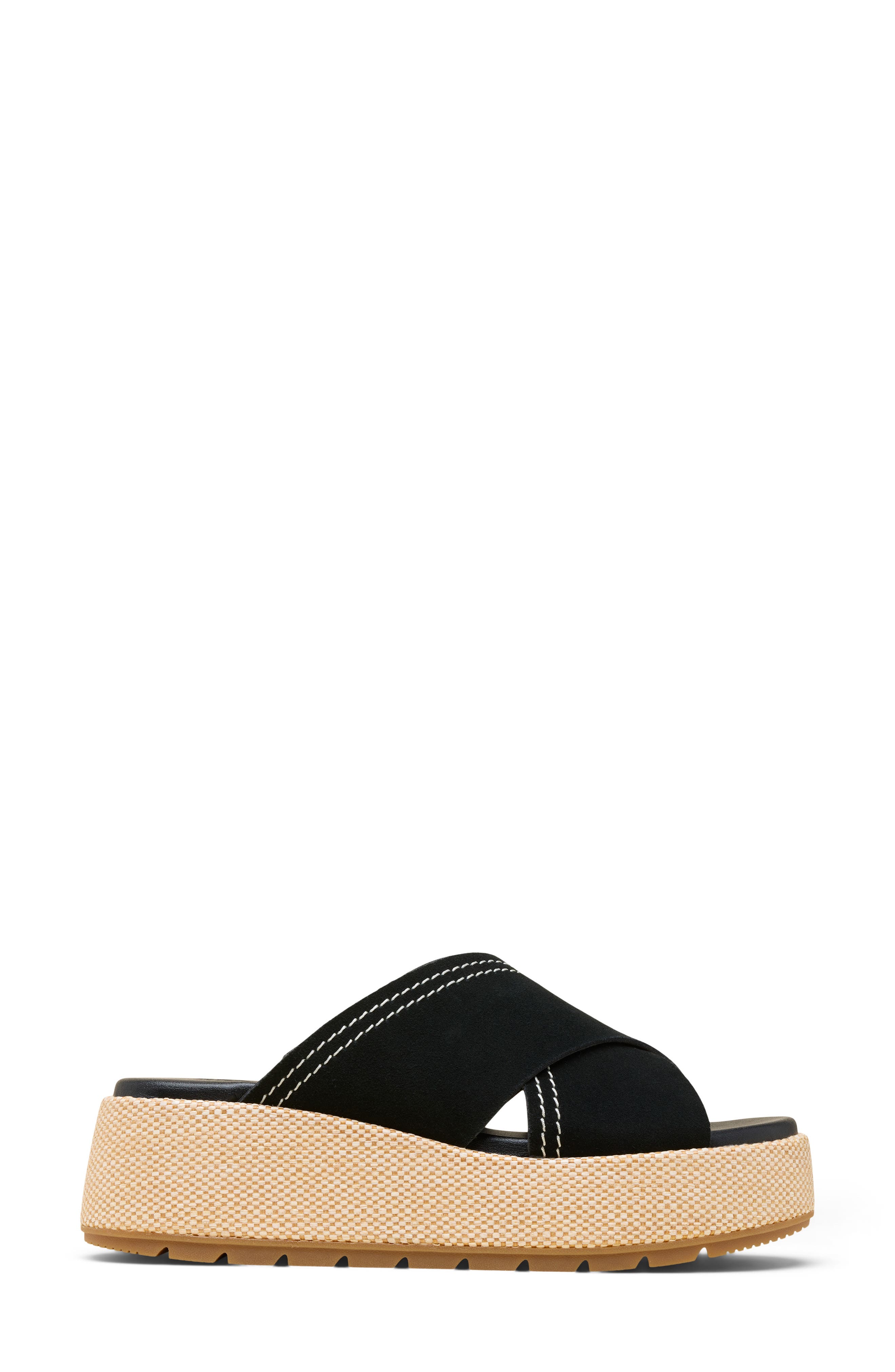 SOREL Sunpeak Platform Slide Sandal, Alternate, color, Black/ Gum 2