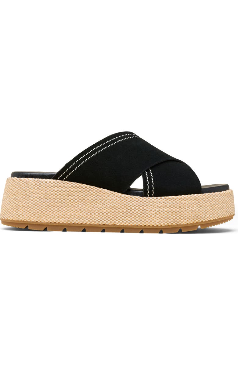 SOREL Sunpeak Platform Slide Sandal, Alternate, color, Black/ Gum 2