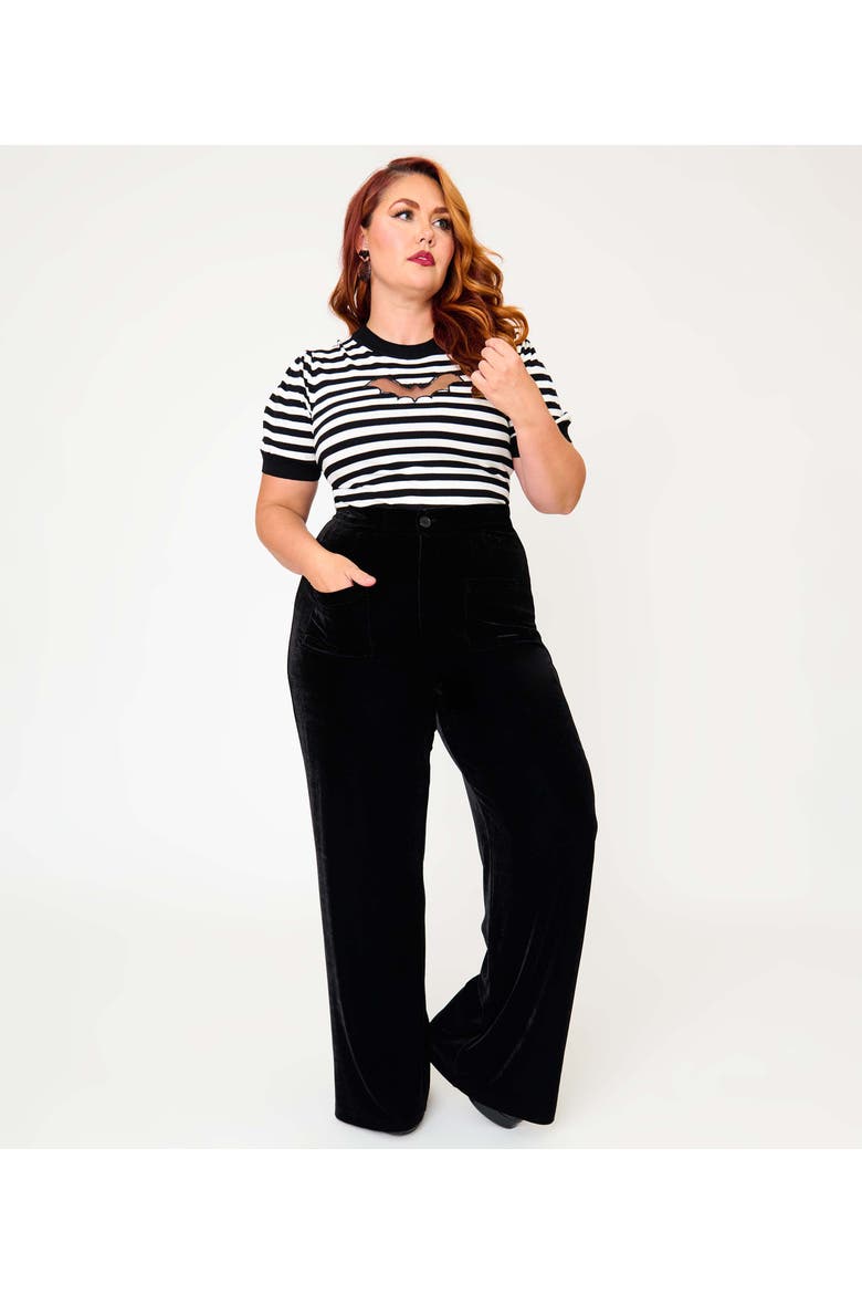 Scallop Hem Corduroy Mini Skirt, Main, color, Black & Orange Stripe