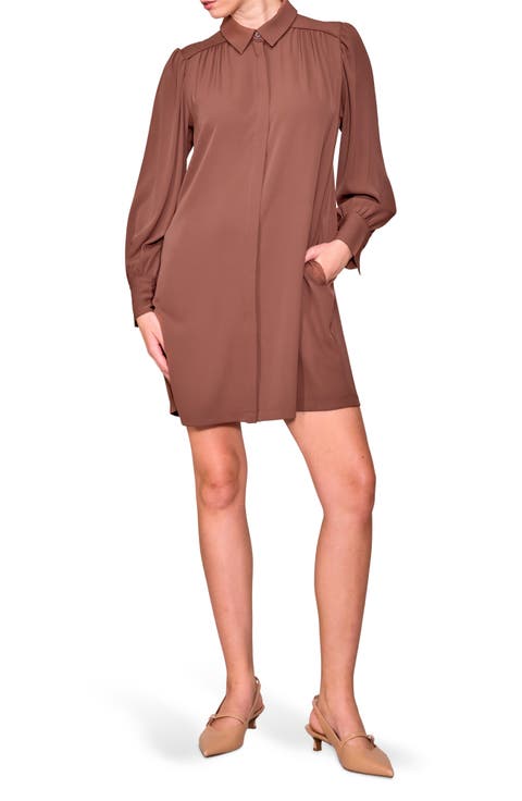 Long Sleeve Crepe Shirtdress