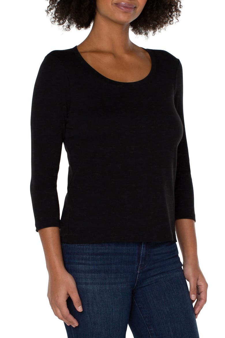 Scoop Neck Cotton T-Shirt, Alternate, color, BLACK