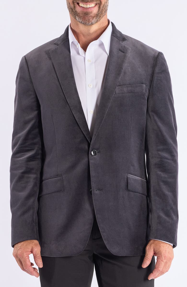 SAVILE ROW CO Mid Grey Velvet Blazer, Main, color, Mid Grey
