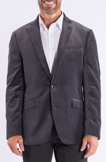 Savile Row Co Mid Grey Velvet Blazer In Brown