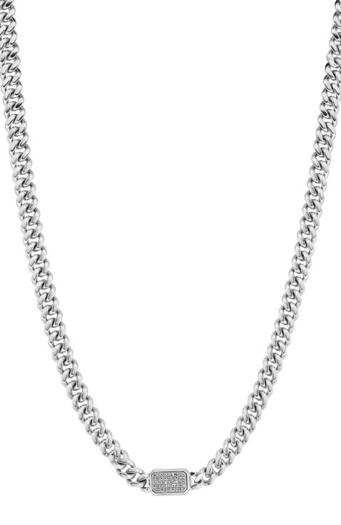 Diamond Layered Chain Necklace in Sterling Silver