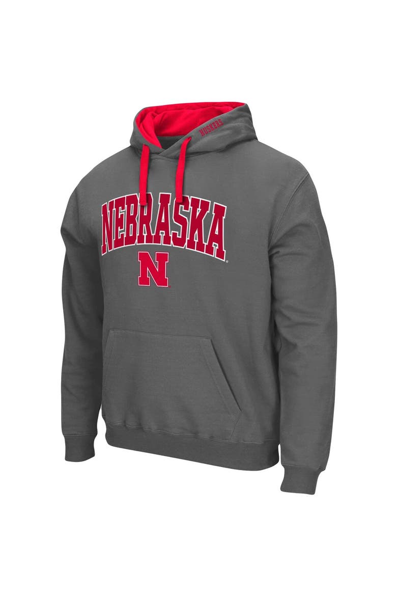 Men's Colosseum Charcoal Nebraska Huskers Big & Tall Arch & Logo 2.0 Pullover Hoodie, Alternate, color, Charcoal