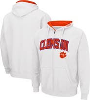 COLOSSEUM Men's Colosseum White Clemson Tigers Arch & Logo 3.0 Full-Zip Hoodie