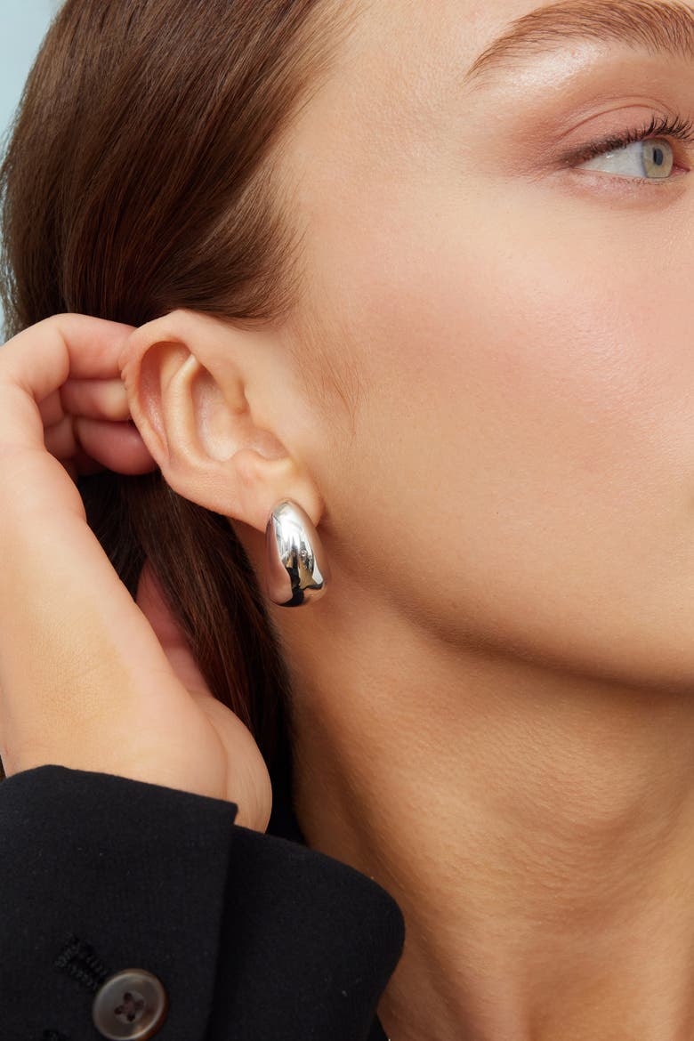 Sterling Silver Contour Drop Earrings, Alternate, color, Silver