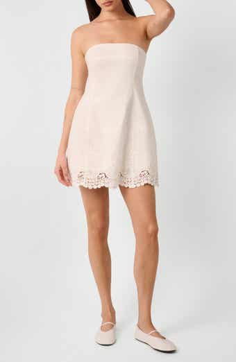 WeWoreWhat Strapless Cotton Peplum Minidress