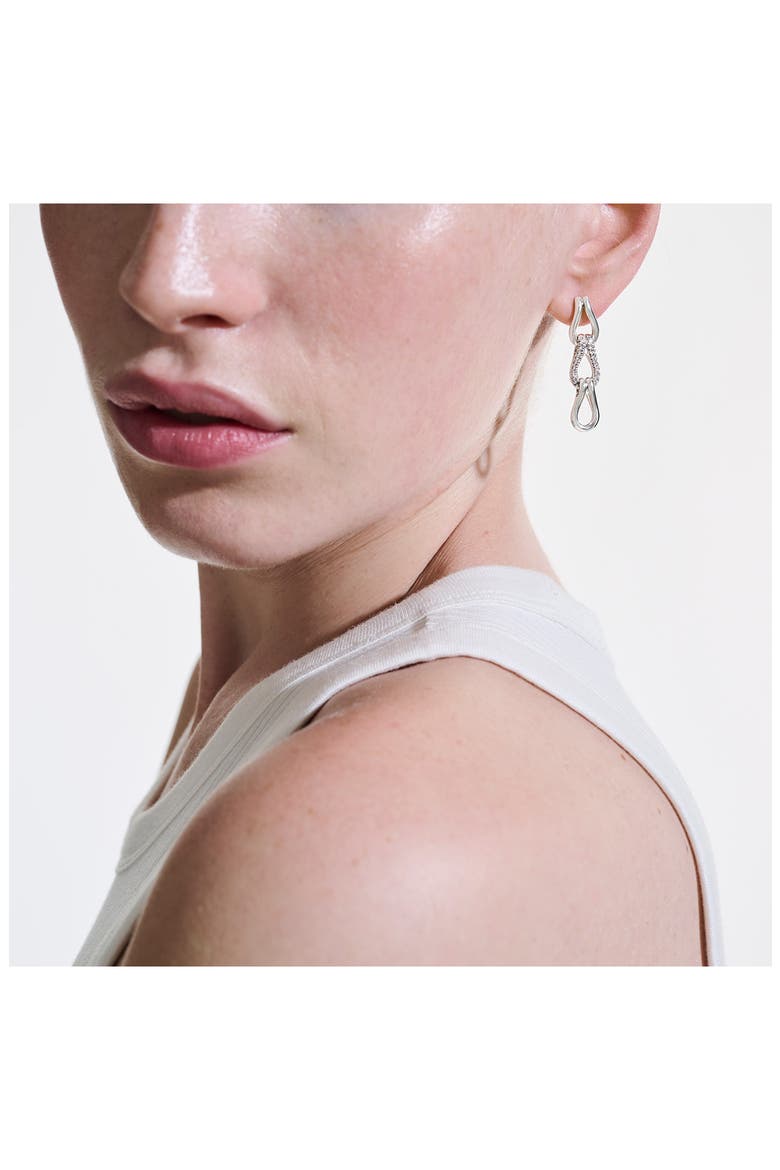 Surf Pavé Diamond Link Drop Earrings, Alternate, color, SILVER