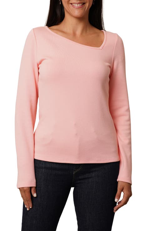 Asymmetric Neck Long Sleeve Top