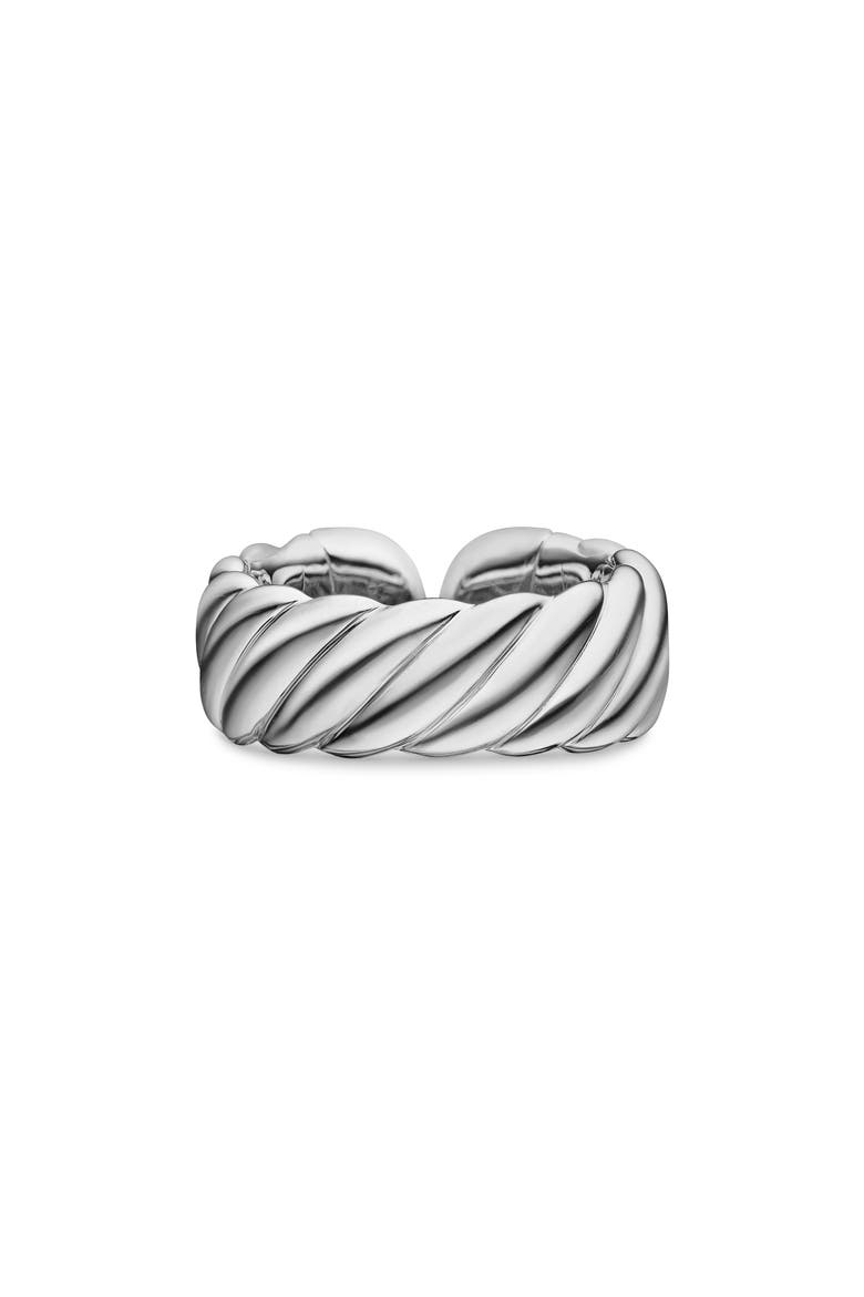 Sculpted Cable Ring with Pavé Diamonds, Alternate, color, DIAMOND/ SILVER