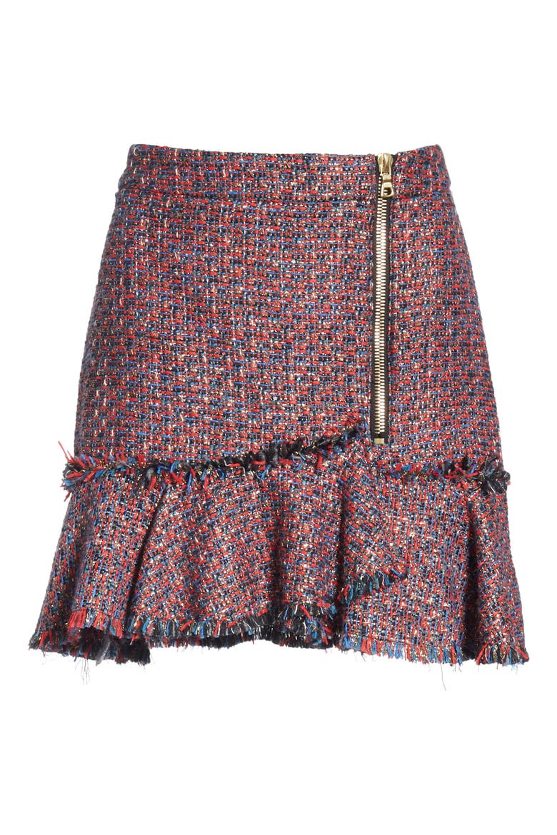 Madra Tweed Skirt, Alternate, color, RED MULTI