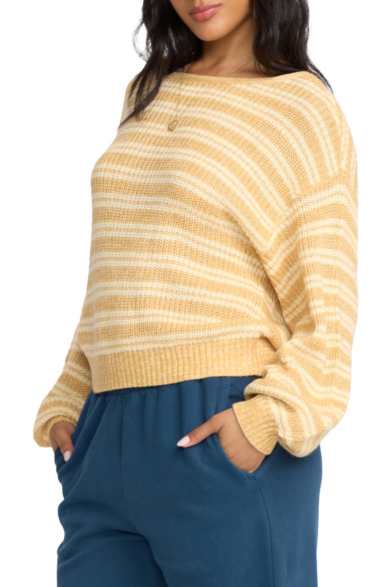 Light Wave Stripe Oversize Cotton Blend Sweater, Alternate, color, GOLD COAST