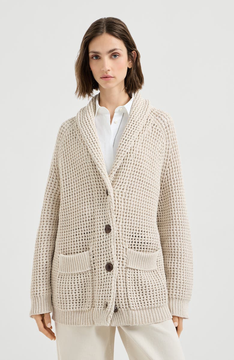 Brunello Cucinelli Net cardigan, Alternate, color, Oat
