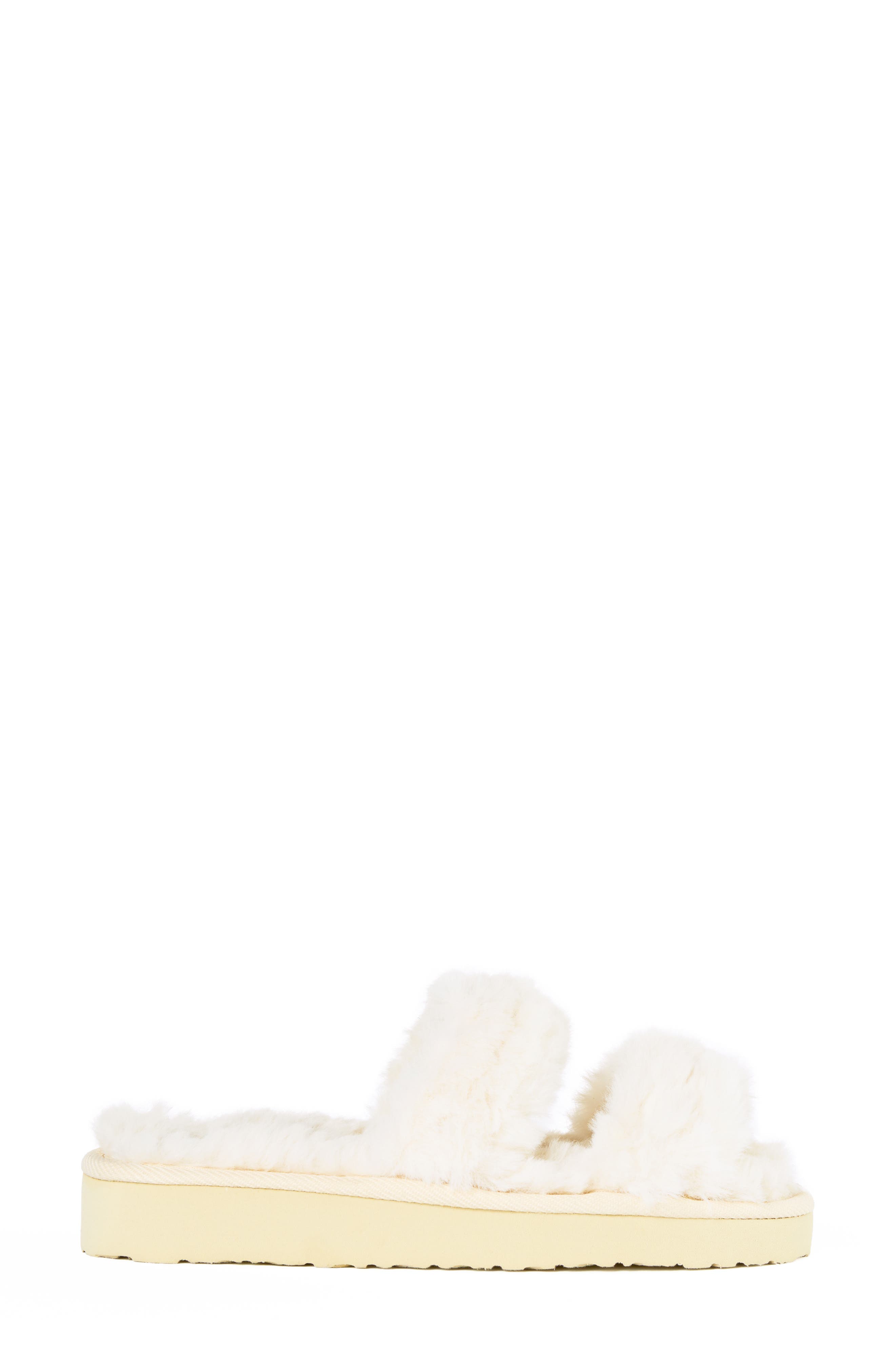 Teddy Faux Fur Two Band Slipper, Alternate, color, CREAM