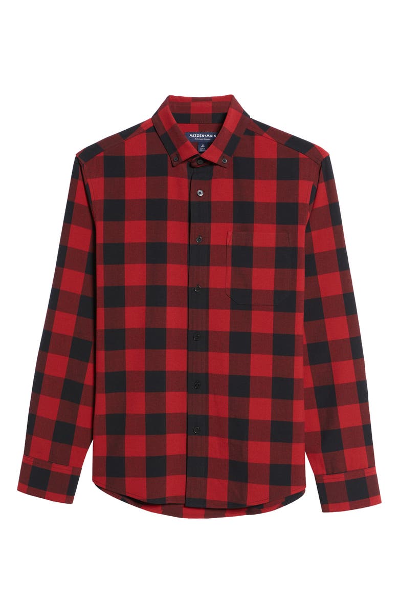 Mizzen+Main Men's City Trim Fit Buffalo Check Stretch Flannel Button-Down Shirt, Alternate, color, 