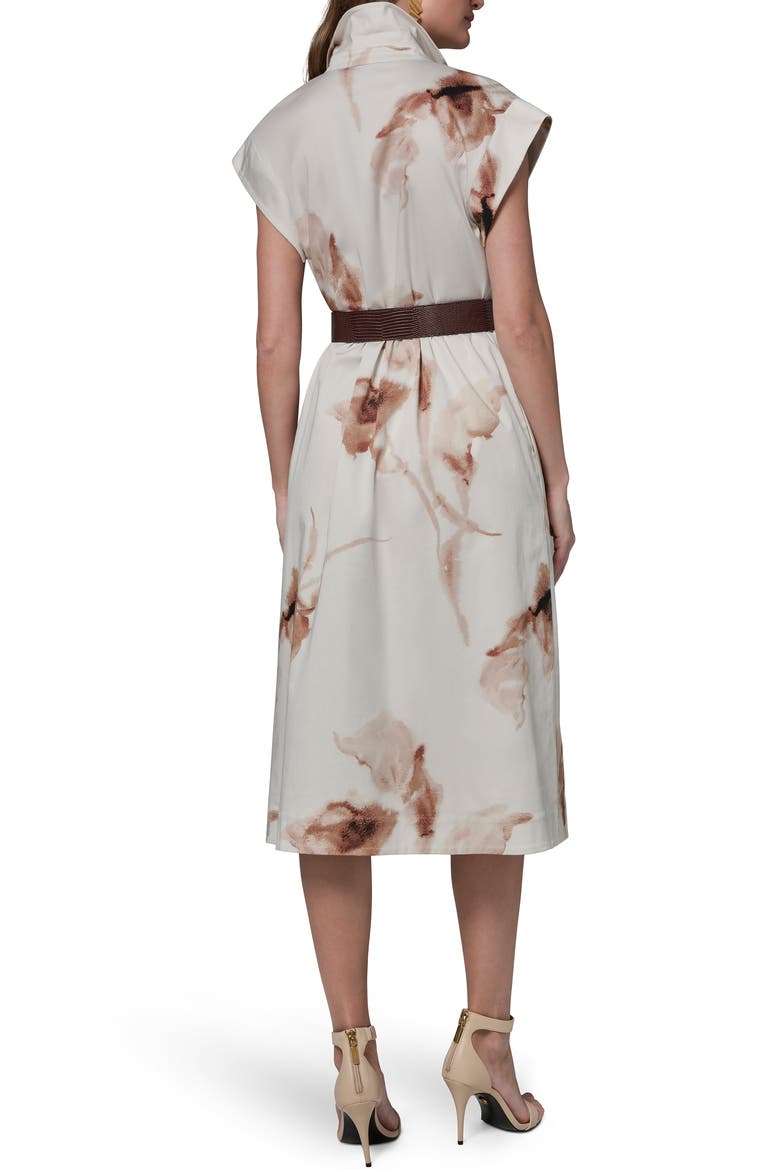 Abstract Floral Stretch Cotton Midi Shirtdress, Alternate, color, LIGHT TUSCAN GREY MULTI
