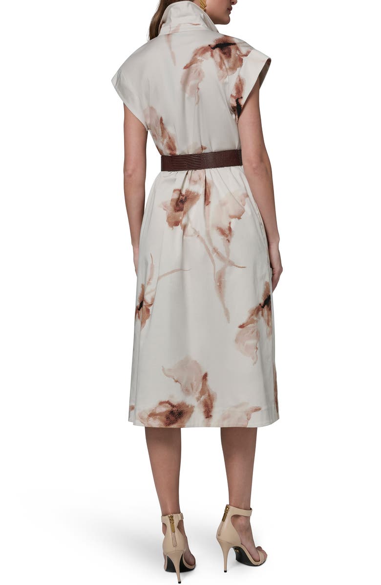 Donna Karan New York Abstract Floral Stretch Cotton Midi Shirtdress, Alternate, color, 