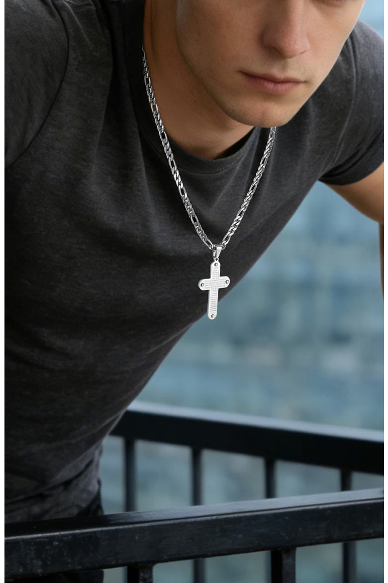 Men's Cross Pendant Necklace, Alternate, color, SILVER