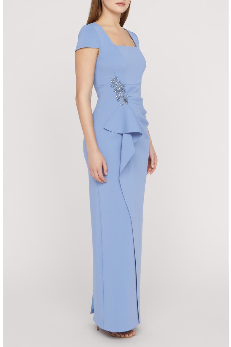 Matilda Bead Detail Cascade Ruffle Gown, Alternate, color, MANOR BLUE