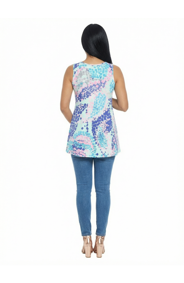 24seven Comfort Apparel Matenity Abstract Scoop Neck Tunic Tank Top, Alternate, color, Blue Multi