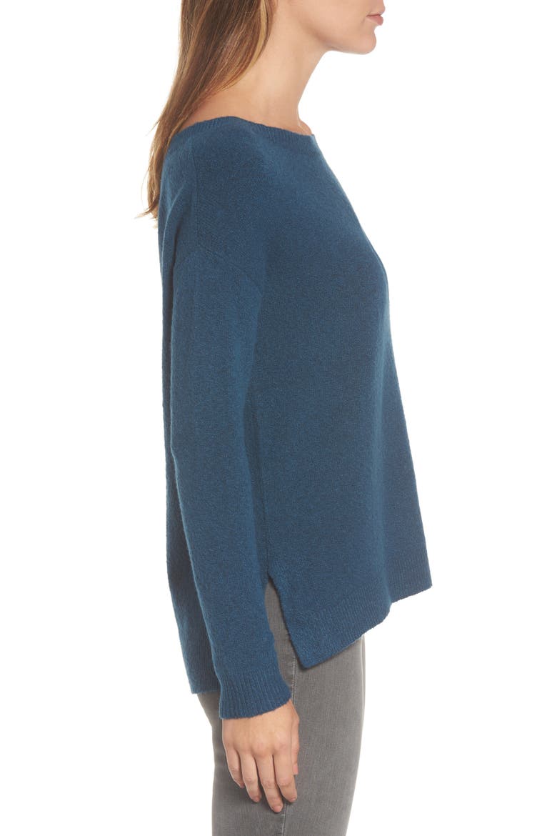 Back Zip High/Low Sweater, Alternate, color, BLUE CERAMIC