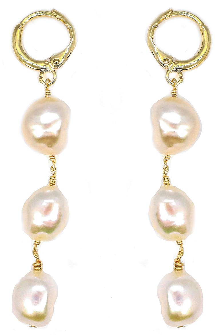 Poppy Baroque Pearl Earrings, Main, color, GOLD/WHITE