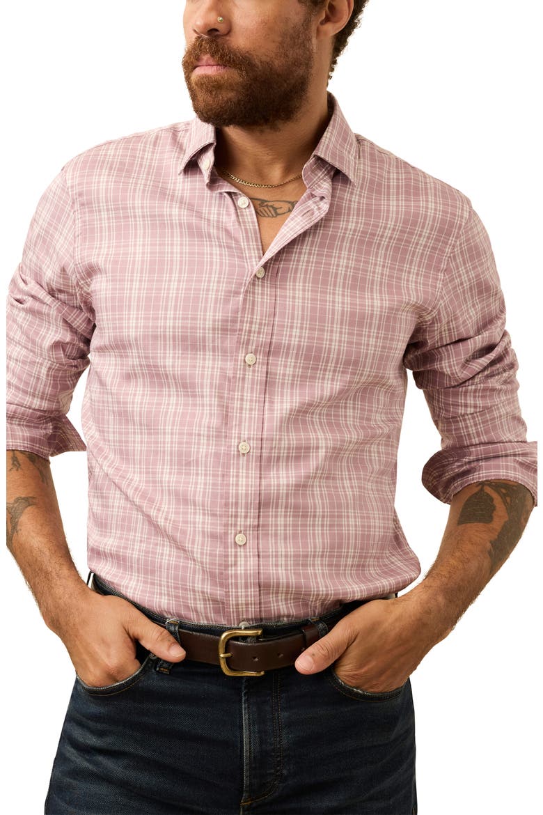 The Movement Button-Up Shirt, Main, color, PLUM CLOUD PLAID