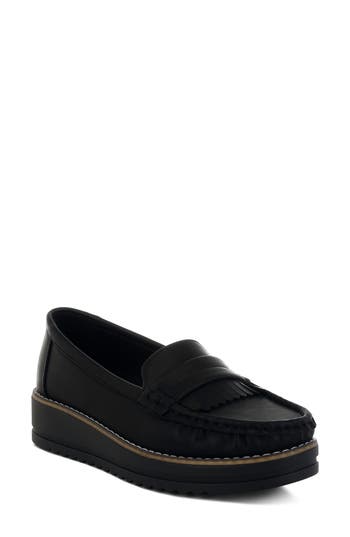 London Rag Croyda Fringe Platform Loafer In Black