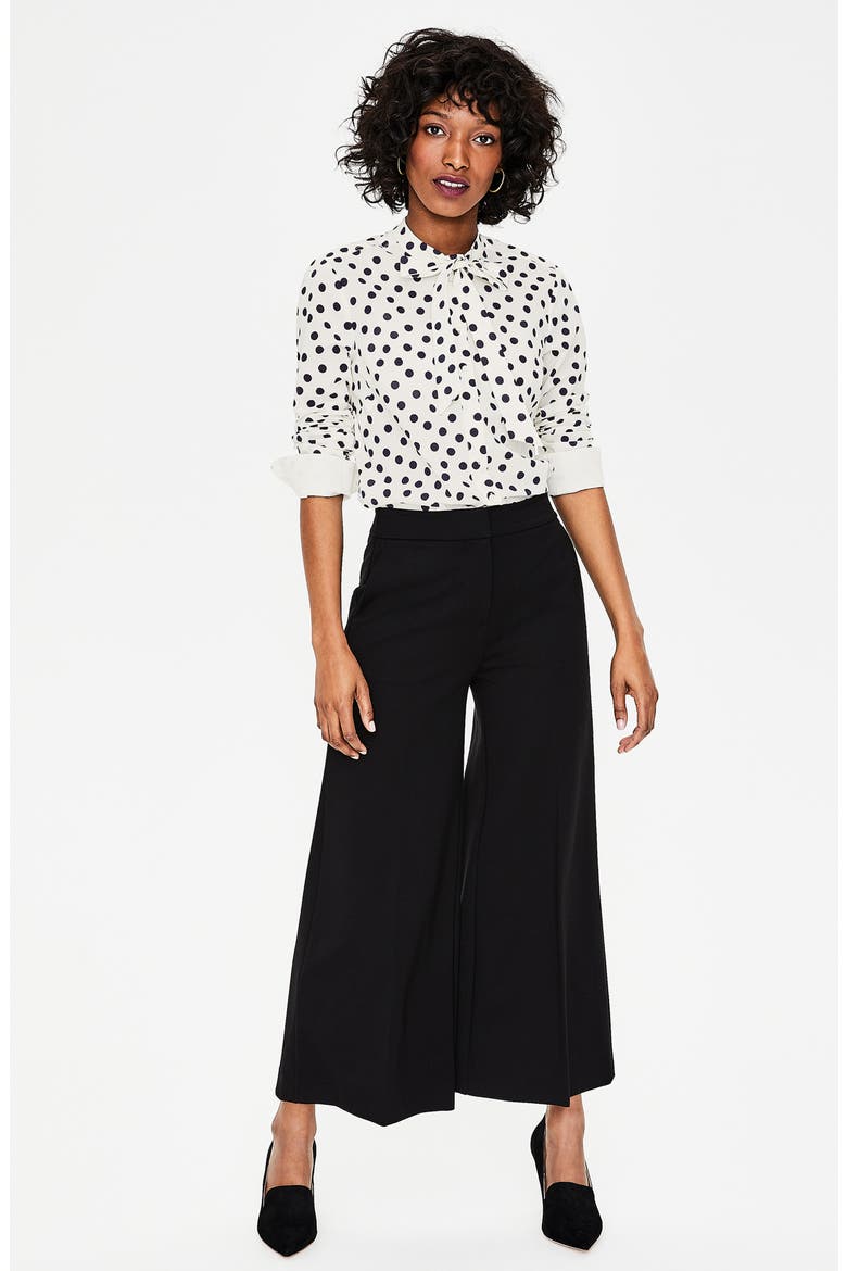 Tie Neck Shirt, Alternate, color, IVORY AND NAVY DOTTY SPOT