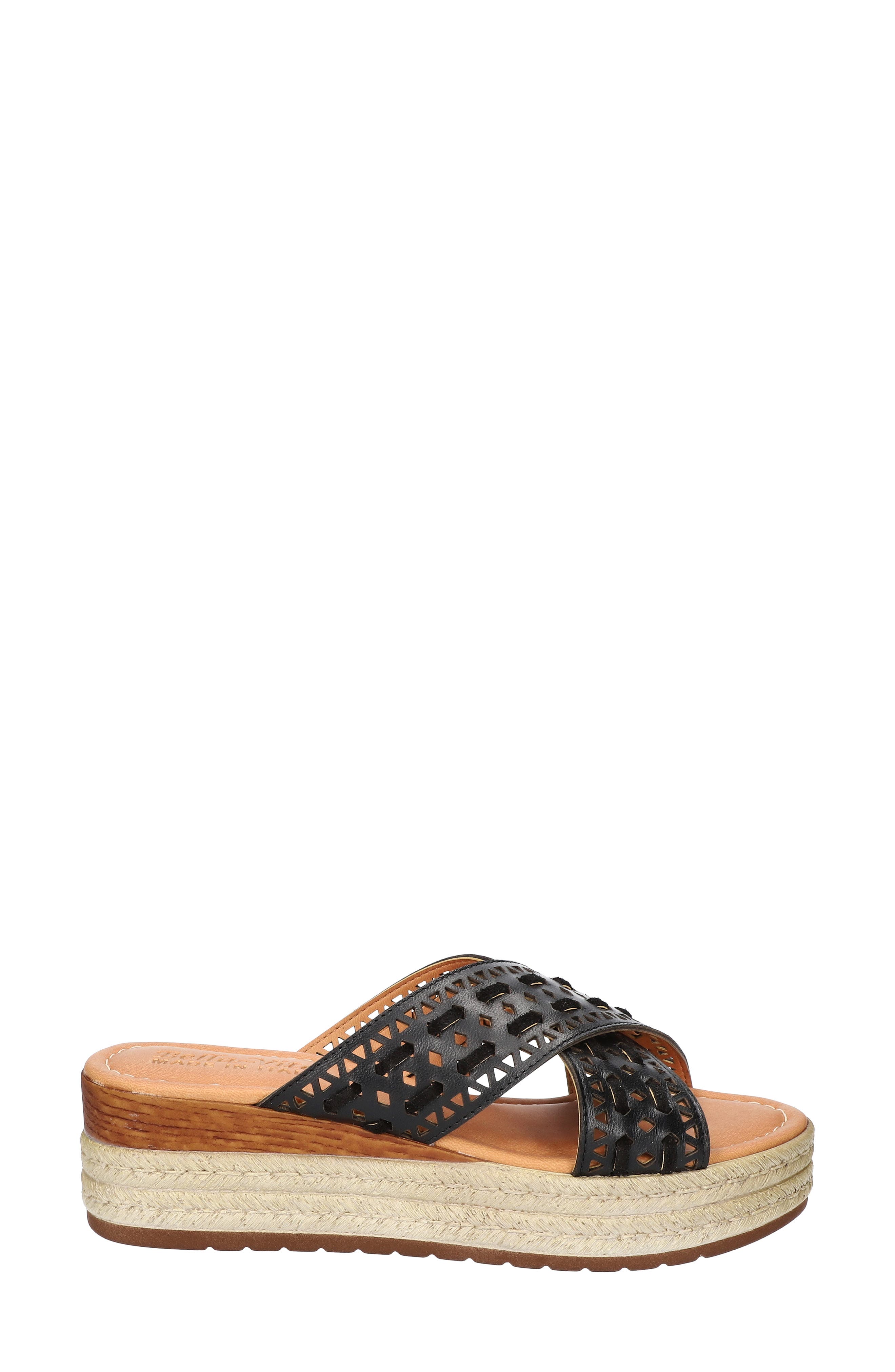 Bella Vita Exa-Italy Espadrille Platform Slide Sandal, Alternate, color, Black Leather