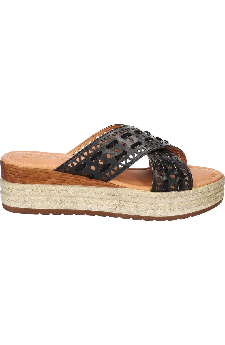 Bella Vita Exa-Italy Espadrille Platform Slide Sandal, Alternate, color, Black Leather