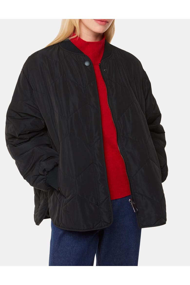 Ida Short Quilted Coat, Alternate, color, Black