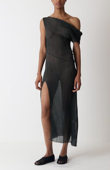 ワンピース Paloma Wool SS25 (UD7803 326) YAUSI-Viscose long dress with asymmetric shoulders and